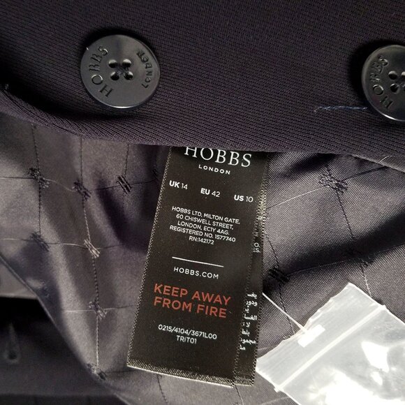 Hobbs London Single Breasted Two Button Darted Pintuck Pleats Blazer Jacket 10 - Picture 13 of 16
